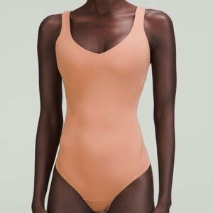 NWT Lululemon Bodysuit Align Dusty Clay Sleeveless Shelf Bra Thong, Size 6